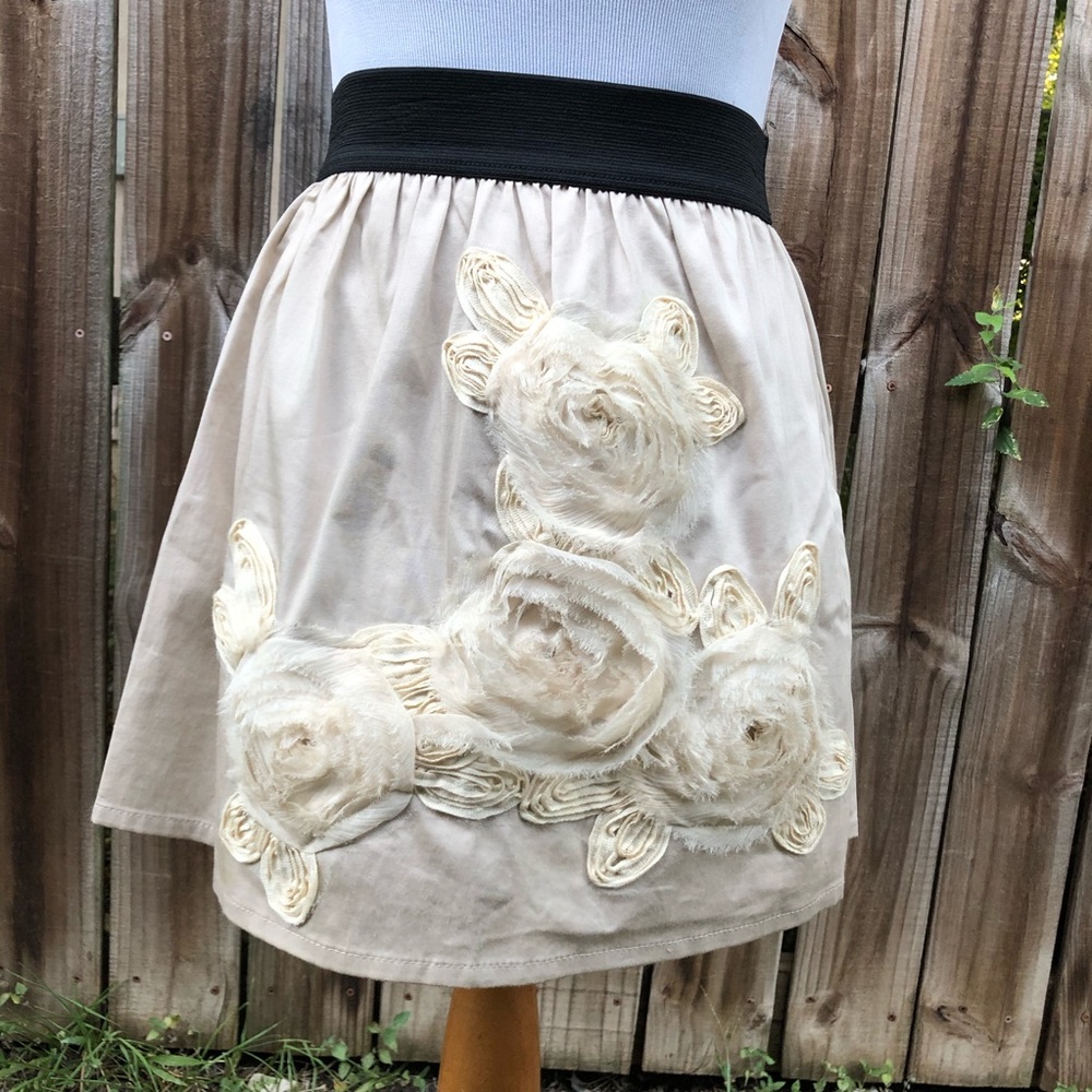 Vintage Y2K Floral skirt cream Lace Layering